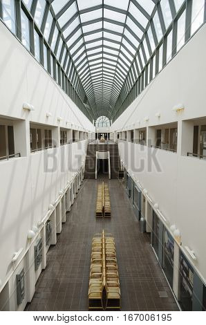 ROVANIEMI FINLAND - CIRCA 2013: The interiors of the Arktikum Science Museum in Rovaniemi Finland