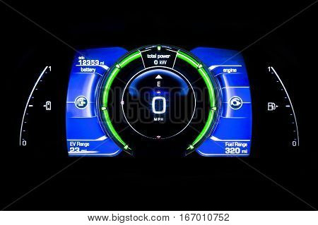 Modern Light Car Mileage On Black Battery Indicator Total Power