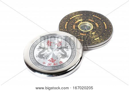 Chinese magnetic compass - Luopan. Isolated on white background