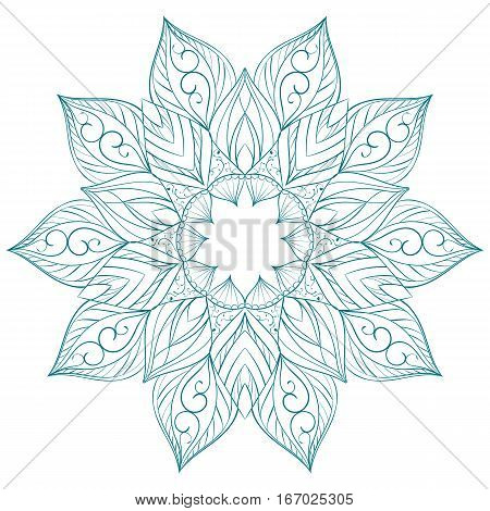 Isolated green floral ornament on white background