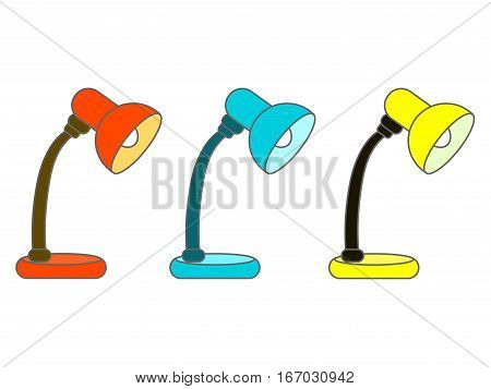 set of orange blue and yellow lamps vector