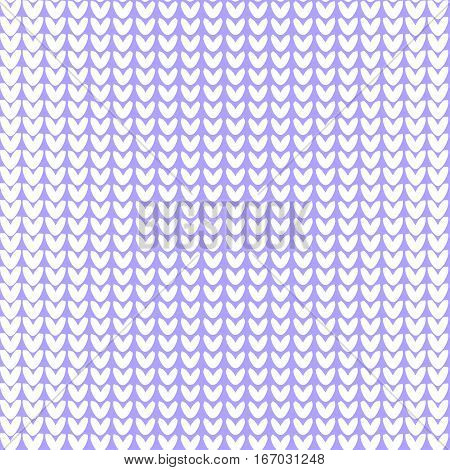 Seamless knitted background. Vector illustration. Knitted realistic baby boy seamless pattern of white color. Reverse side.
