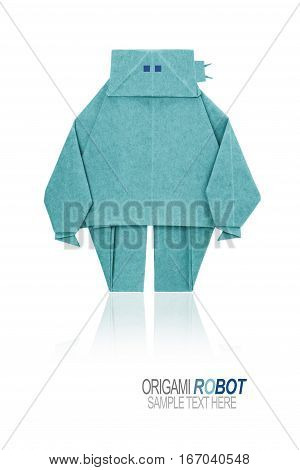 Paper origami robot chatbot chat bot or chatterbot on a white background