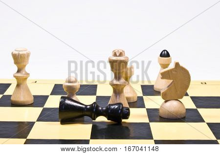 White king win a chess game, black is defeated