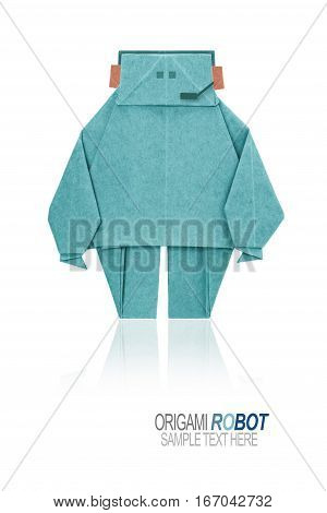 Paper origami robot chatbot chat bot or chatterbot on a white background