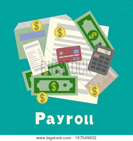 Invoice sheet, paysheet or payroll icon. Calculating and budget account. flat vector illustration