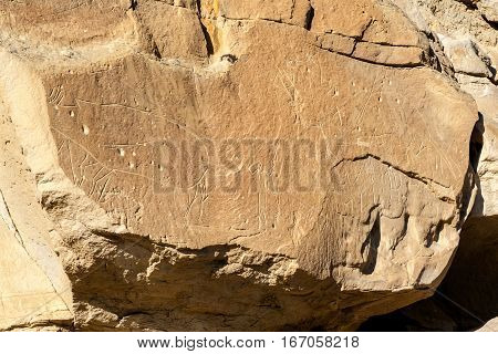 Native Indian Rock Carvings At Writing-on-stone Provincial Park