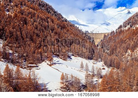 Dam In The Italian Alps
