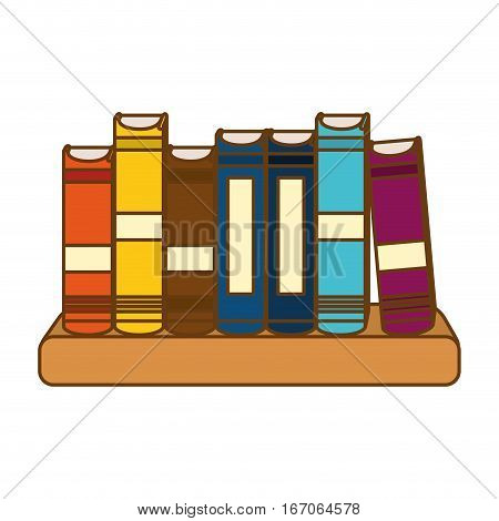 Color educational books on a ledge image, vector illustration