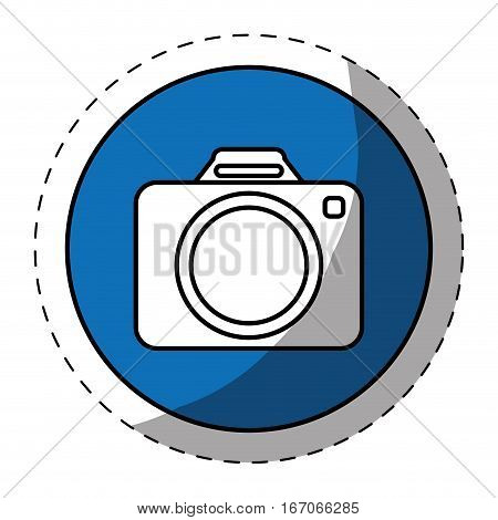 Blue symbol camara button image, vector ilustration design