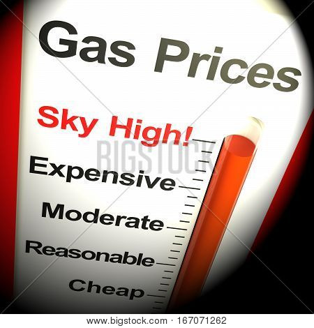 Gas Prices Sky High Monitor 3D Rendering