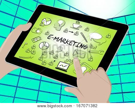 Emarketing Icons Represents Internet Promotions 3D Illustration