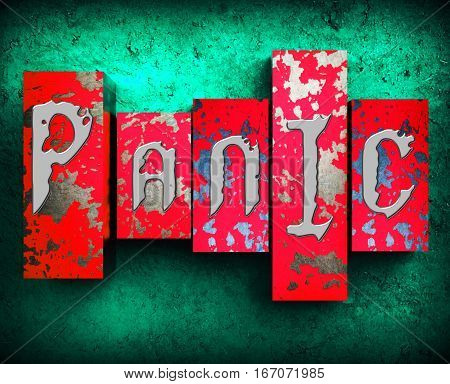 Panic Word Shows Anxiety Panicking 3D Illustration