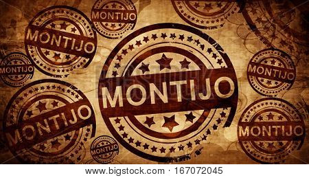 Montijo, vintage stamp on paper background