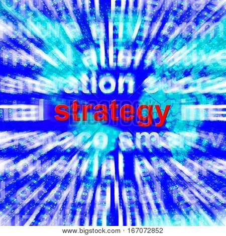 Strategy Word Showing Planning And Vision 3D Rendering