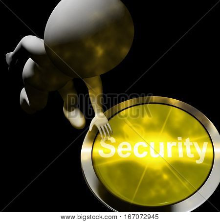 Security Button Shows Privacy Encryption 3D Rendering