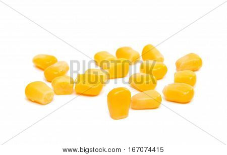 Canned Corn maize close-up on white background