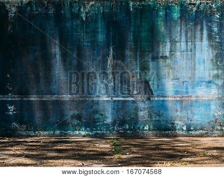 grunge wall background vintage style , green and blue colors .