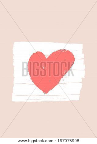 Happy Valentine's Day Card. Hand Drawn Elements By Brush. Vector Illustration