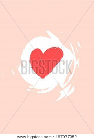 Happy Valentine's Day Card. Hand Drawn Elements By Brush. Vector Illustration