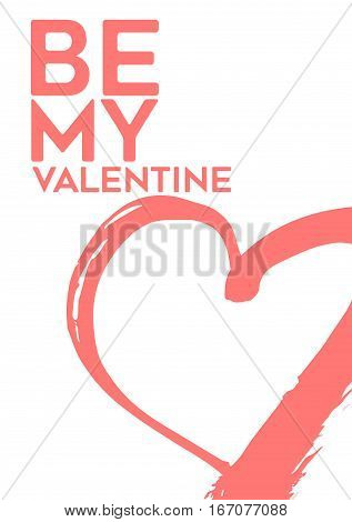 Happy Valentine's Day Card. Hand Drawn Elements By Brush. Vector Illustration