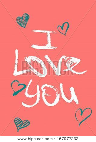 Happy Valentine's Day Card. Hand Drawn Elements By Brush. Vector Illustration