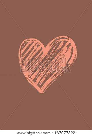 Happy Valentine's Day Card. Hand Drawn Elements By Brush. Vector Illustration