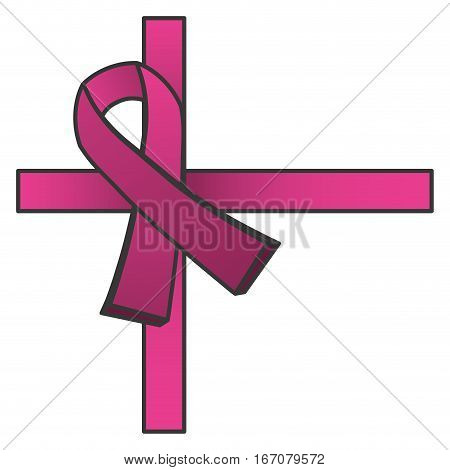 ribbon breast cancer awarenes related icons image vector illustration design