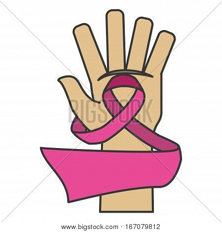 ribbon breast cancer awarenes related icons image vector illustration design