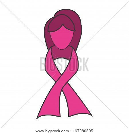 ribbon breast cancer awarenes related icons image vector illustration design