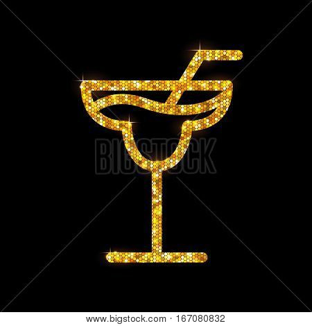 Vector illustration of golden cocktail flat icon design. Margarita