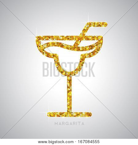 Vector illustration of golden cocktail flat icon design. Margarita