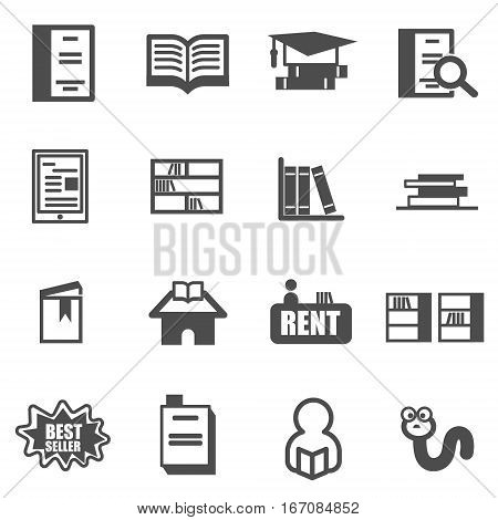 book libraly education flat line icon set vector