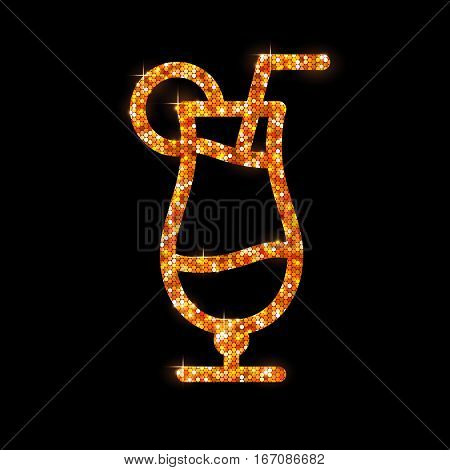 Vector illustration of cocktail flat icon design. Tequila sunrise