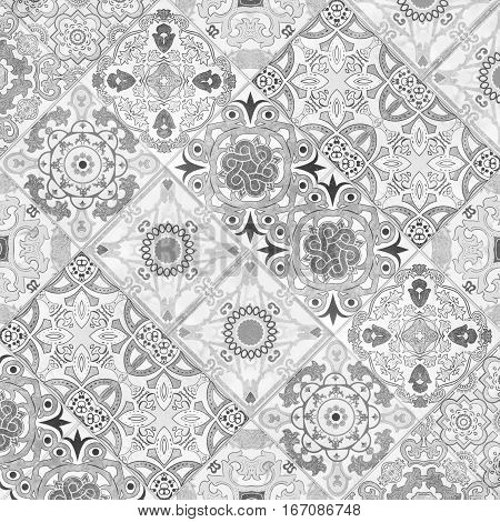 Beautiful old ceramic tile wall patterns in the park public.