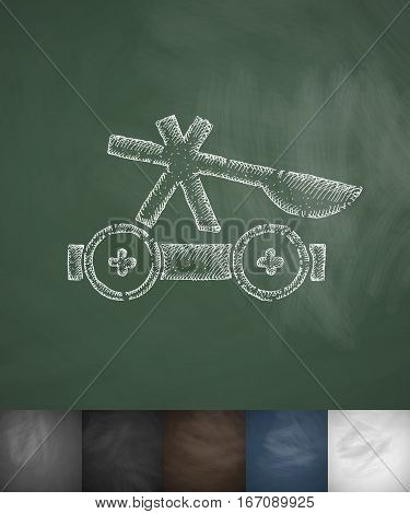 Thrown weapon icon. Hand drawn vector illustration. Chalkboard Design