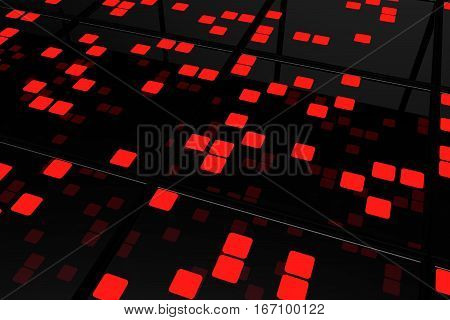 Perspective Surfaces With Random Glowing Tiles