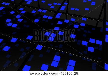 Perspective Surfaces With Random Glowing Tiles