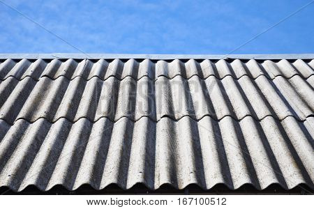 asbestos roofing construction. House asbestos old roof