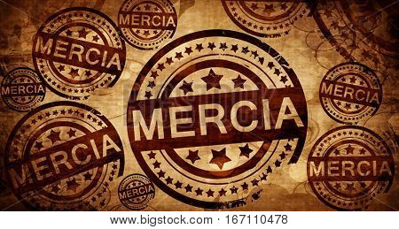 Mercia, vintage stamp on paper background