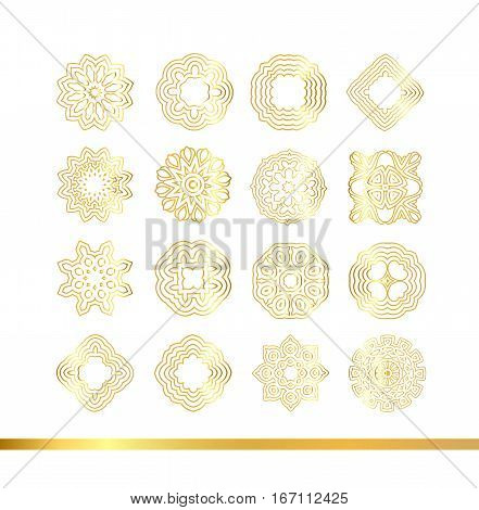 Golden Mandala Set. Gold  Pattern Isolated On Background.