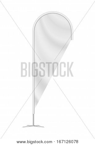 photorealistic flag mock-up, blank white teardrop banner. vector beach flag mockup