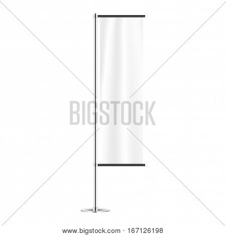 White flag mockup isolated in white background