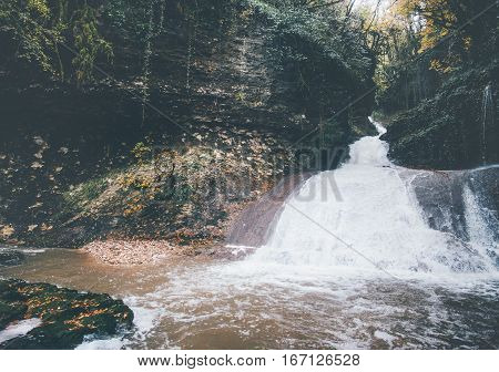 Waterfall Landscape in canyon forest Travel serene scenic view