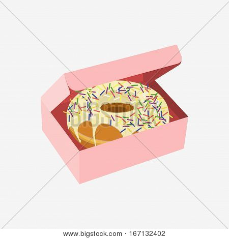 Donut With Sprinkles Isolated On White Background