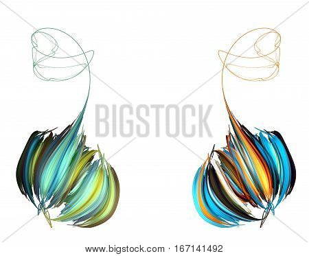An abstract blue peony on white background