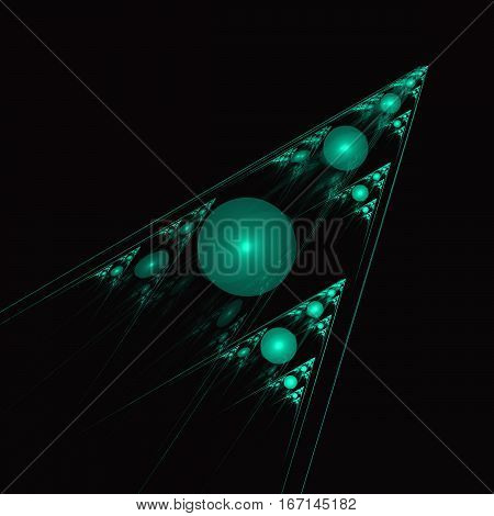 green sphere lines abstract on black background