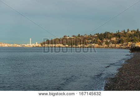 A view of Alki Beach in West Seattle.