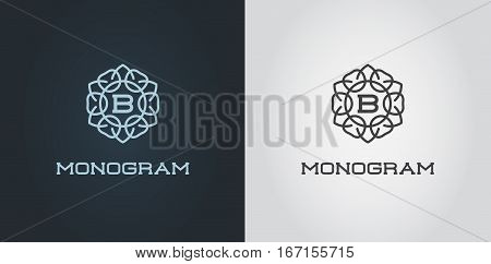 Set of Compact Monogram Design Template with Letter Vector Illustration Premium Elegant Quality