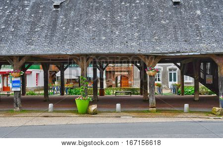 Cleres France - june 23 2016 : covered market in the village center